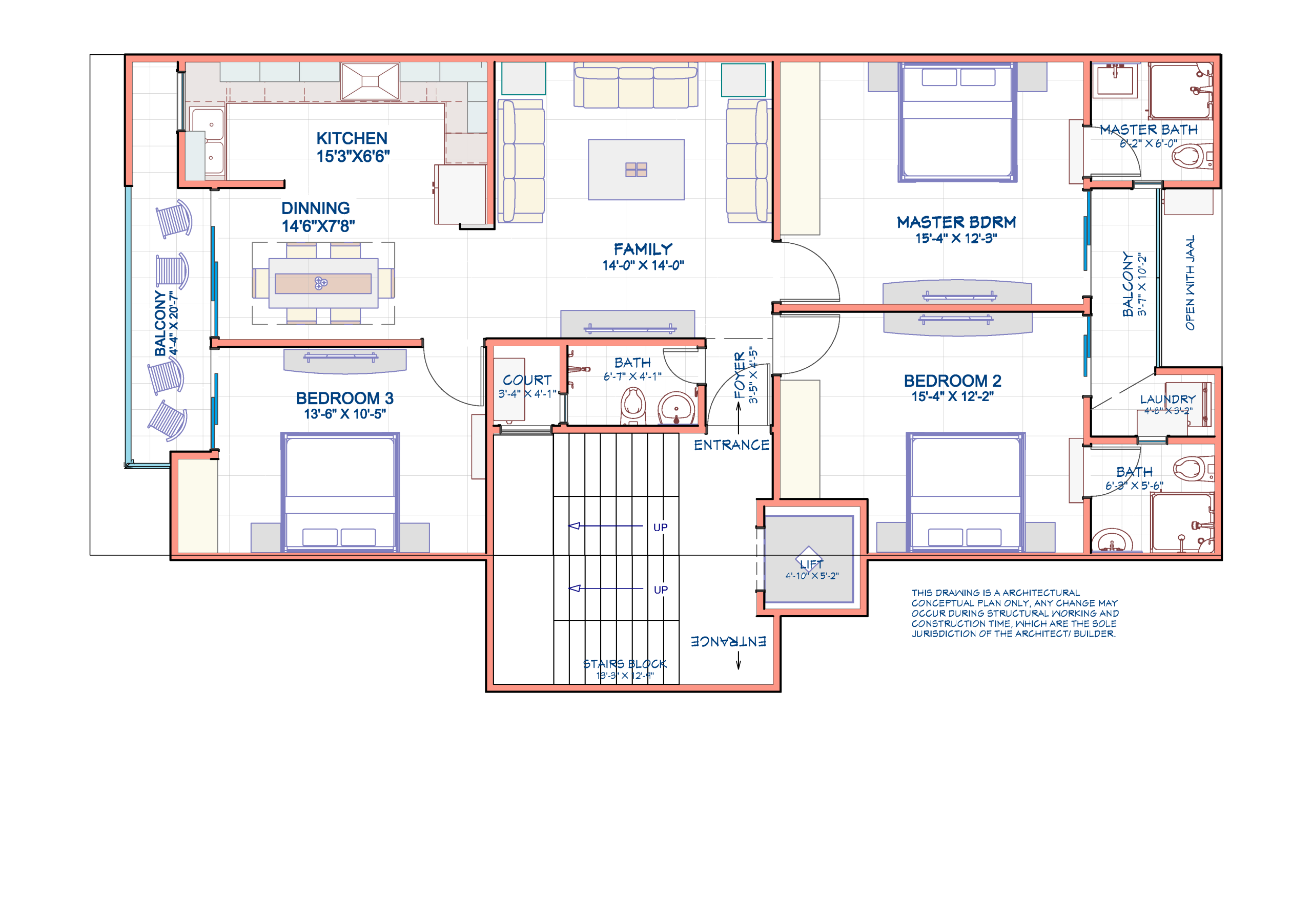 3 BHK - 1695 Sq. Ft. - Block E & F Raj Garden City"