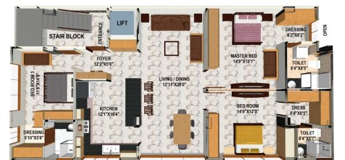 A-15-top-plan-main-WITH-ROOM-SIZES